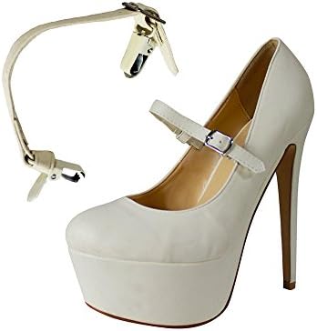 Detachable Shoe Straps - To Hold Loose Heels, Wedges, Flats (Double Clip Beige)