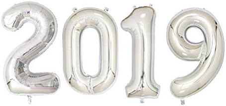 KODORIA 2019 Foil Balloons Number Mylar Party Balloons for Graduation Party Decorations 32 Inch - Silver