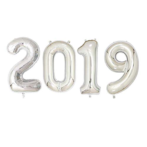 KODORIA 2019 Foil Balloons Number Mylar Party Balloons for Graduation Party Decorations 32 Inch - Silver