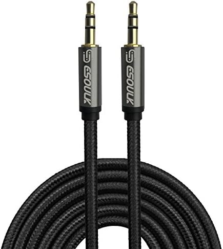 Tangle-Free Male to Male 3.5mm Auxiliary Cable [10ft] Gold Plated Connectors for Apple, Android Smartphones,Tablet,MP3 Players and more (Black [1-Pack])