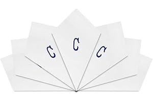 Warwick & Vance 7 Stück Herrentaschentücher mit weißem Satinrand und blauen gestickten Initialen