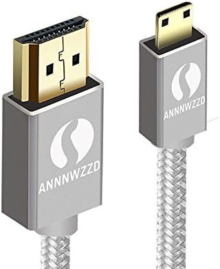 QING CAOQING Mini HDMI to HDMI Cable 1m, Nylon Braided Mini HDMI to HDMI Lead with Gold-Plated