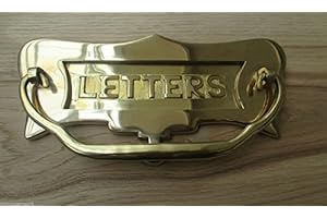 Ironmongery World® Sprung solid brass Vintage period home letter box postal plate cover Victorian (10"- LETTERS EMBOSSED POSTAL KNOCKER)