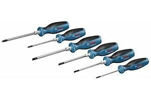 Bosch Professional Set Cacciaviti da 6 Pz (Cacciaviti a Croce e a Taglio, Lama Continua in Acciaio e Calotta in Acciaio)