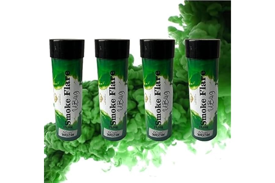 Pack of 4 Ring Pull Smoke Grenades Ideal for Paintball Weddings Photoshoots & Special Effects (GREEN)