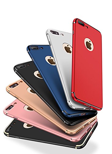 Carcasa iphone 7plus  Qissy   Todo incluido Ultra Slim Anti-Rasgu  o Resistente Huellas Dactilares Protectora Caso de Pl  stico Duro Cover Case para iphone 7 8PLUS 5 5 pulgadas  Negro Oro 