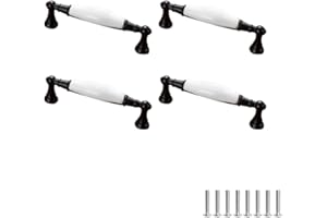 SYDARSYN 4 Piezas Tiradores de Muebles Tiradores de Puerta Manijas de Cerámica Blanco Tiradores de Arco Perillas de Muebles Perilla de Muebles de Cerámica Tiradores de Armarios 96mm