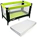 iSafe Rest & Play Luxury Travel Cot/Playpen - Lime (Black/Lime) 120 cm x 60 cm Complete With Mattress