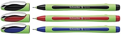 Schneider Xpress (Fineliner Stylos, Pointe fine 0,8 mm) Pochette de 3, Noir/Rouge/Bleu