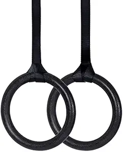 E RELAX ER-12 Wooden Gymnastics Rings Cross Training Fitness, Exercise and Roman Ring with Straps and Buckles