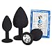 Produktbild provocaTOY Analplug Set Sexspielzeug Silikon Männer, Frauen & Paare – S, M, L – Inkl. Gratis Gleitgel - Schwarz (Stein weiß)
