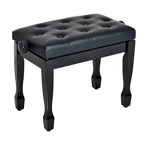 HOMCOM Faux Leather Piano Stool Height Adjustable Seat Keyboard Bench Black 64(L) x 35(W) x 45/55(H)