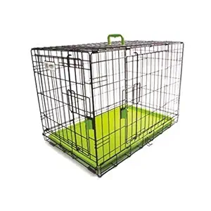 M-Pets Voyager Wire Crate with 2 Doors - Green - S