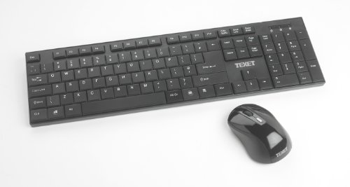 TEXET WMK-05 Wireless Keyboard and Mouse Deskset | Supports Windows and Mac | Colour - Black