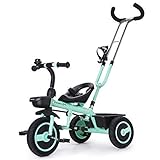 dreirad auto 🌱 Kinderwagen mit Verstellbar Schubstange: Ergonomisch geformte Lenkstange mit rutschfesten Griffen, Höhenverstellbar: 100-105 cm, kann sich an Ihre Höhe anpassen. Leicht zu entfernen, einfach Installation.