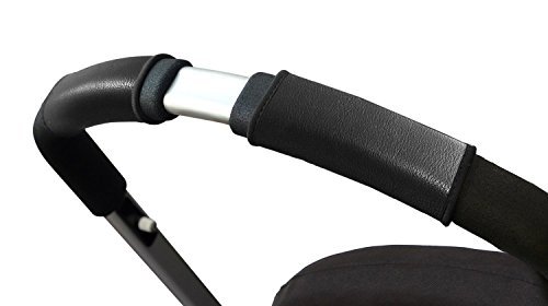 Copertura maniglie doppia - manicotti corti per passeggini (nero ecopelle)