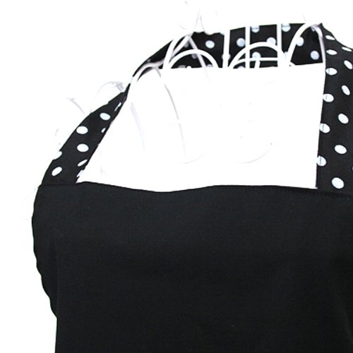 Foxnovo® Fashion Dots Muster Sleeveless Halter-Neck Style Baumwolle Tuch Schürze Küche Schürze schwarz - 4