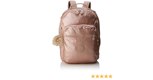 kipling rose gold metallic backpack