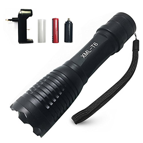 Zoom Wiederaufladbar High Power LED Torch Flashlight 18650 Gold AAA Battery 5 Modus CREE XML T6 LED Flashlight