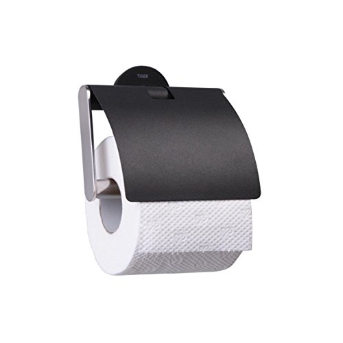 Preisvergleich Produktbild Toilettenpapierhalter Klappe Tiger Metropolitan Edelstahl Schwarz