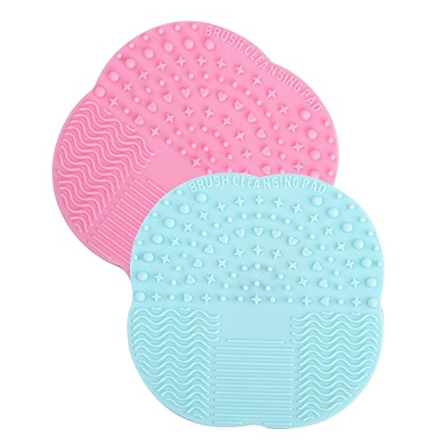 2 Pcs Silicone Makeup Cosmetic Brush Suction Cup Cleaner Cleaning Washing Pad Mat Tools