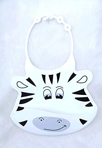 Silicone Baby Bib with food catcher (White Zara Zebra)