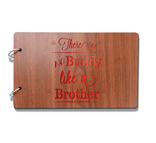 Sehaz Artworks Like-a-Brother Wooden Scrapbook Photo Album for Memorable Gift on Brother, Sister, Cousins, Bro Sis, Birthdays, Valentines Day, Anniversary (22 cm x 16 cm x 4 cm, Brown)