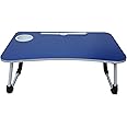 TRONI 'Foldable Bed Study Table Portable Multifunction Laptop-Table Lapdesk for Children Bed Foldabe Table Work Office Home with Tablet Slot & Cup Holder Bed Study Table Brown Coloured'-> (Blue)