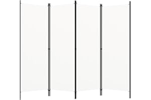 ‎VIDAXL vidaXL Raumteiler Klappbar Freistehend Trennwand Paravent Umkleide Sichtschutz Spanische Wand Raumtrenner 4-TLG. Weiß 200x180cm Eisen Stoff
