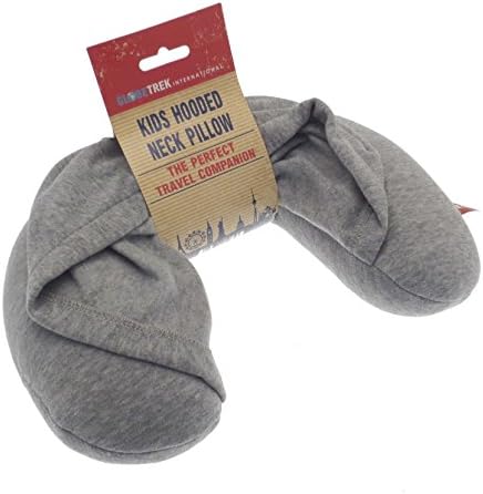 Globetrek Kid's Hooded Travel Neck Pillow, Grey