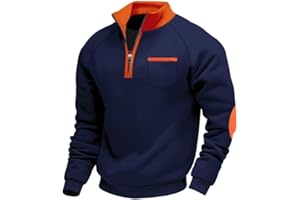 Aulemen Sweat Homme sans Capuche 1/4 Zippé Pull Polaire Homme Décontracté Sweatshirts à col Rond Chaud pour Pull-Over Automne Hiver M-3XL