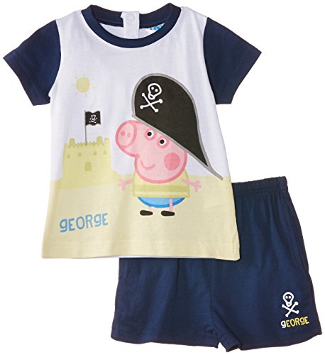 Peppa Pig Baby Boys' Pirate George Short Sleeve Clothing Set, Aquarius Blue/Optic White, 24 Months