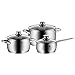 Produktbild WMF Quality One Topfset, 3-teilig, mit Glasdeckel, Kochtopf, Stielkasserolle, Cromargan Edelstahl poliert, Dampföffnung, induktionsgeeignet, spülmaschinengeeignet