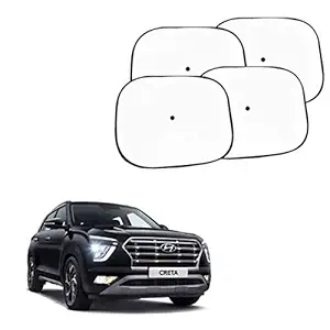Car Adorable White Sun Shades for Side and Rear Window for Hyundai Creta 2020 (Set of 4)