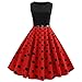 Produktbild OverDose Damen Urlaub Strand Stil Frauen Vintage Dot Bunte Druck Sleeveless Mesh Patchwork Abend Party Bar Dating Schlank Swing Kleid Rock Dirndl