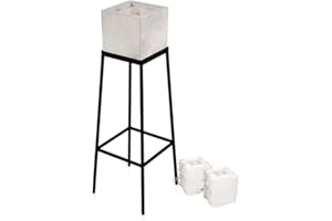 ‎BESKE-MANUFAKTUR Beske-Manufaktur Concrete Fire with Stand and Refill Wax in Complete Set | Size of Concrete Fire 17 x 17 x 17 cm | Garden Torch Fire Pit Permanent Wick Outdoor Candle Table Fire | Height 60 cm