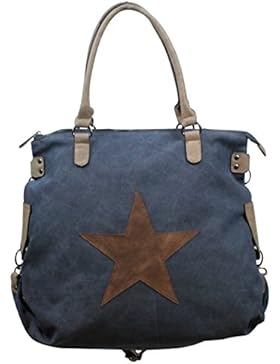 My-Musthave XXL Shopper Canvas-Tasche Blogger mit Stern Schultertasche Canvas Vintage Used Look