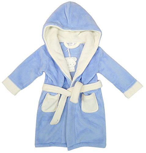 Boys Baby Luxury Supersoft Chunky Hooded Dressing Gown Robe sizes from 6 to 24 Months