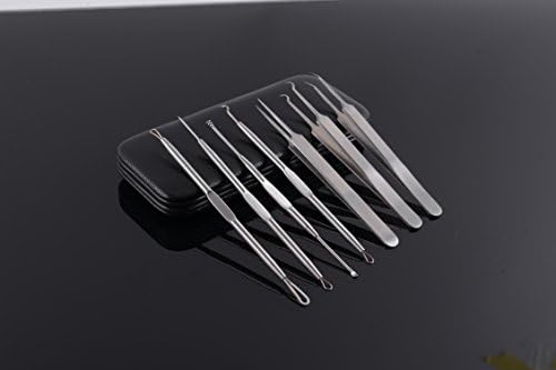 Tecklife 7 x Blackhead Remover Needle Tweezers Stainless Steel Curved Dighealth Professional Comedone Extractor with Double Sided White Nose Blackhead Remover Spoon Extractor, Spots and Acne, Blackhead Remover for Facial Skin