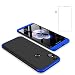 Produktbild HuaXin Xiaomi Redmi Note 5 Pro Hülle,3 in 1 Modisch Ultradünn PC 360 °All-Inclusive-Schutz Hartschale+Gehärtetes Glas Schutzfolie Suitable for Xiaomi Redmi Note 5 ProSchwarz+Blau