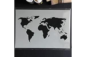 IDEAL STENCILS Carte du monde décor maison pochoir peinture murs, Fabrics & MEUBLE SUR MESURE Décoration Pochoir - semi transparent pochoir, XXL/ 53x100cm