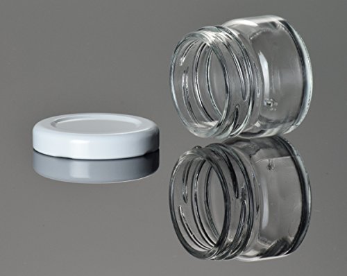 48 leere Einmachgläser „Mini“ 30 ml incl. Drehverschluss Weiß von gouveo, Vorratsgläser, Marmeladengläser, Gewürzgläser, Einweckgläser (48, Deckel Weiß) - 5