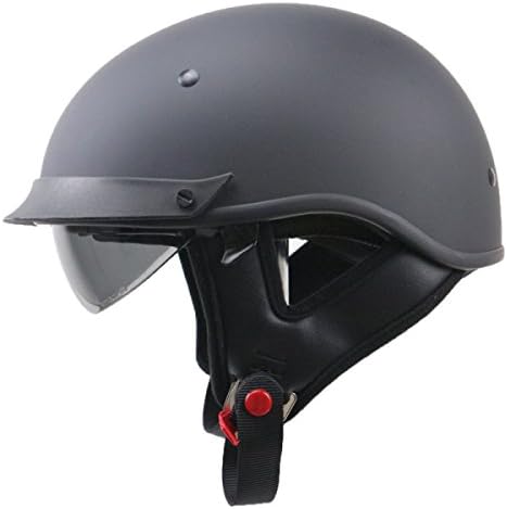 WKAIJCI Helmet Harley With Built-in Lens Motorcycle Retro Double D Buckle,Black-XL