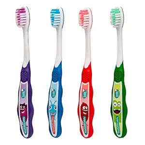 Buddsbuddy BPA Free Monsters Cartoon Kids Soft Bristles Tooth brush 3yrs+ Multicolor (Combo of 4)