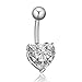 ELENXS Women Girls Rhineston Heart Shape Barbell Navel Belly Button Ring Bar Body Piercing Jewelry White1