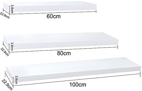 WOLTU RG9235ws-a Wandregal Wandboard, MDF Holz, Bücherregal Hängeregal, CD DVD Regal, Länge 80cm, Weiß - 5