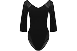 ROYAL SMEELA Leotardos de Baile Ballet Malla Media Manga para Mujer Traje de Baile de Color sólido elástico sin Espalda, Mono de Gimnasia Leotardo Ropa de Baile