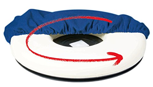 ObboMed SS-2780 360° Rotation Compact Portable Swivel Donut Seat Cushion with Non-Skid ABS Base and Washable Cover, Easy Movement for Back, Hip, Tailbone Pain Suffers; Blue - 38 (Diameter) x 5 (Height) cm