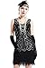 Produktbild BABEYOND Damen Retro 1920er Stil Flapper Kleider mit Zwei Schichten Troddel V Ausschnitt Great Gatsby Motto Party Kostüm Kleider- Gr. L (Fits 82-92 cm Waist & 100-110 cm Hips), Schwarz