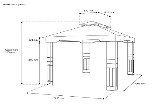 paramondo Deluxe Gartenpavillon wasserdicht, 4 x 3m, anthrazit - 5